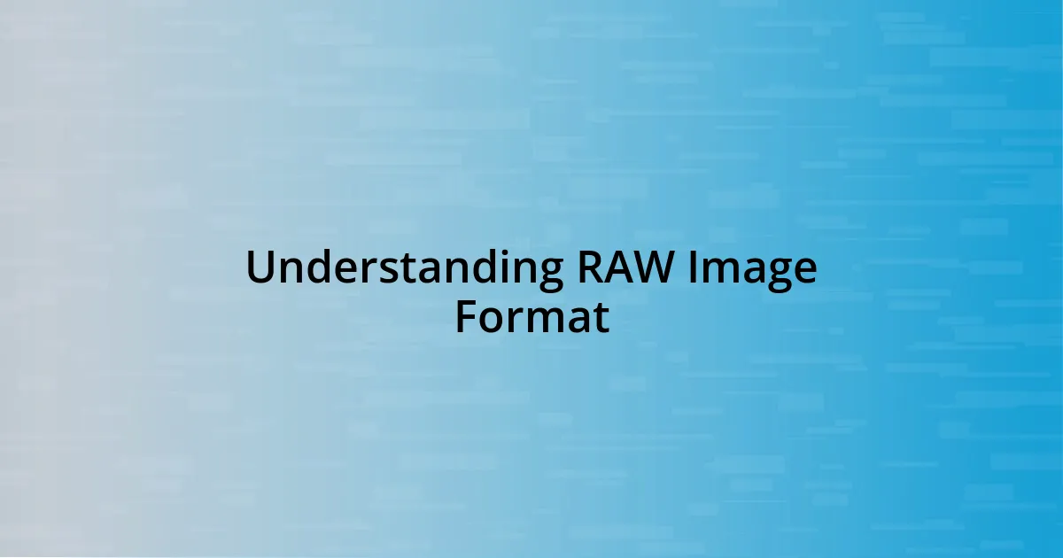 Understanding RAW Image Format