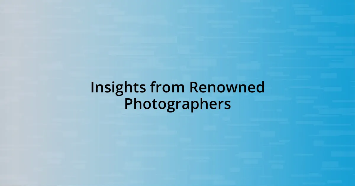 Insights from Renowned Photographers